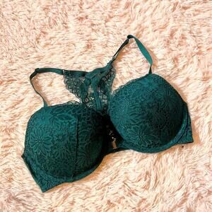 Auden 34D Lace Front Clasp Racerback Padded Underwire Bra Feminine Romantic Sexy